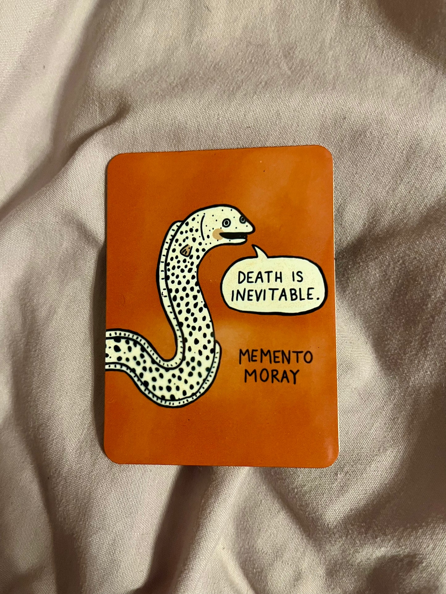 “Memento Moray – Death Is Inevitable” – Punny Pop Art Fridge Magnet