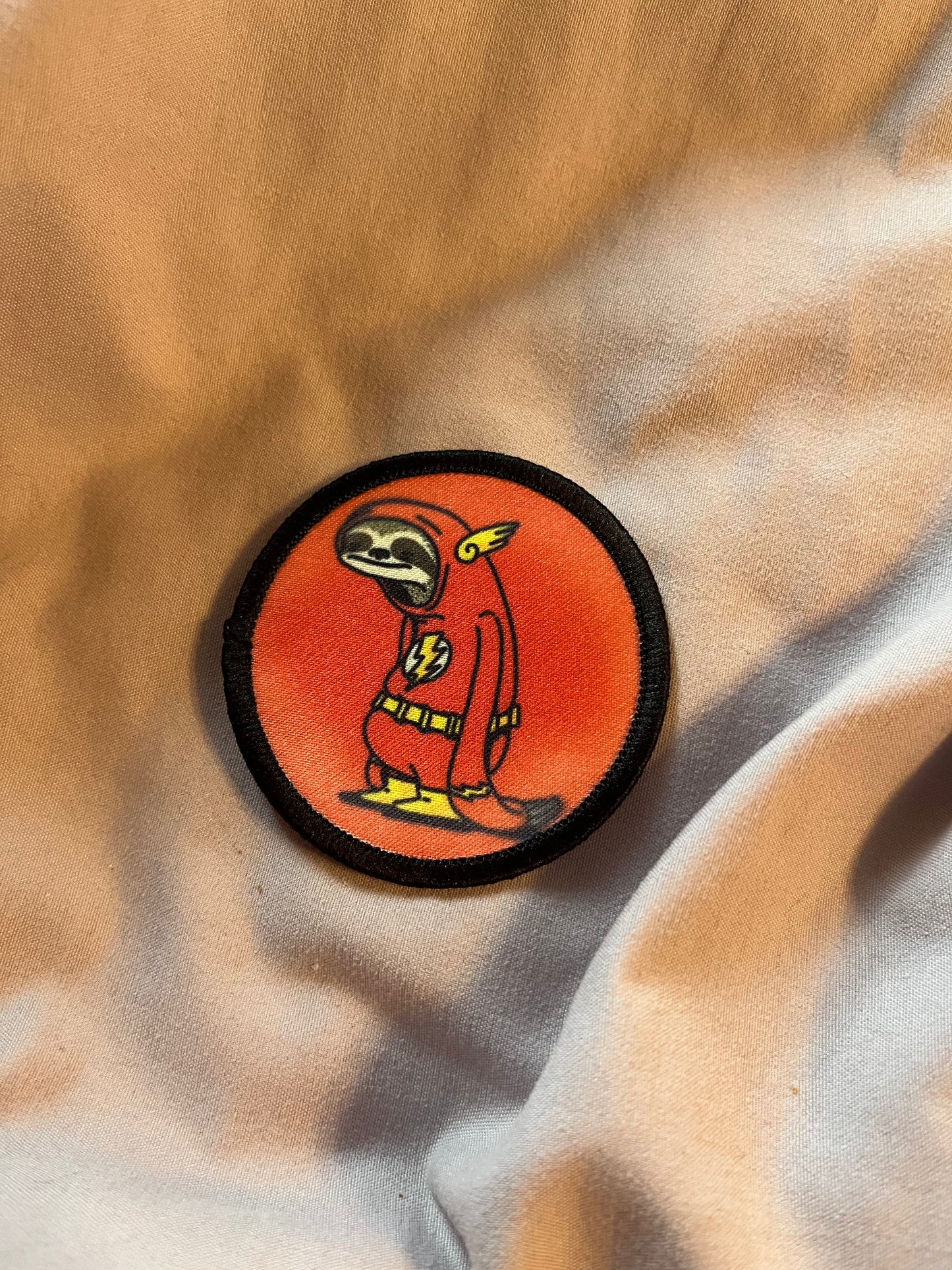 Sloth as The Flash Iron-On Patch – Cute & Funny Superhero Embroidered Appliqué