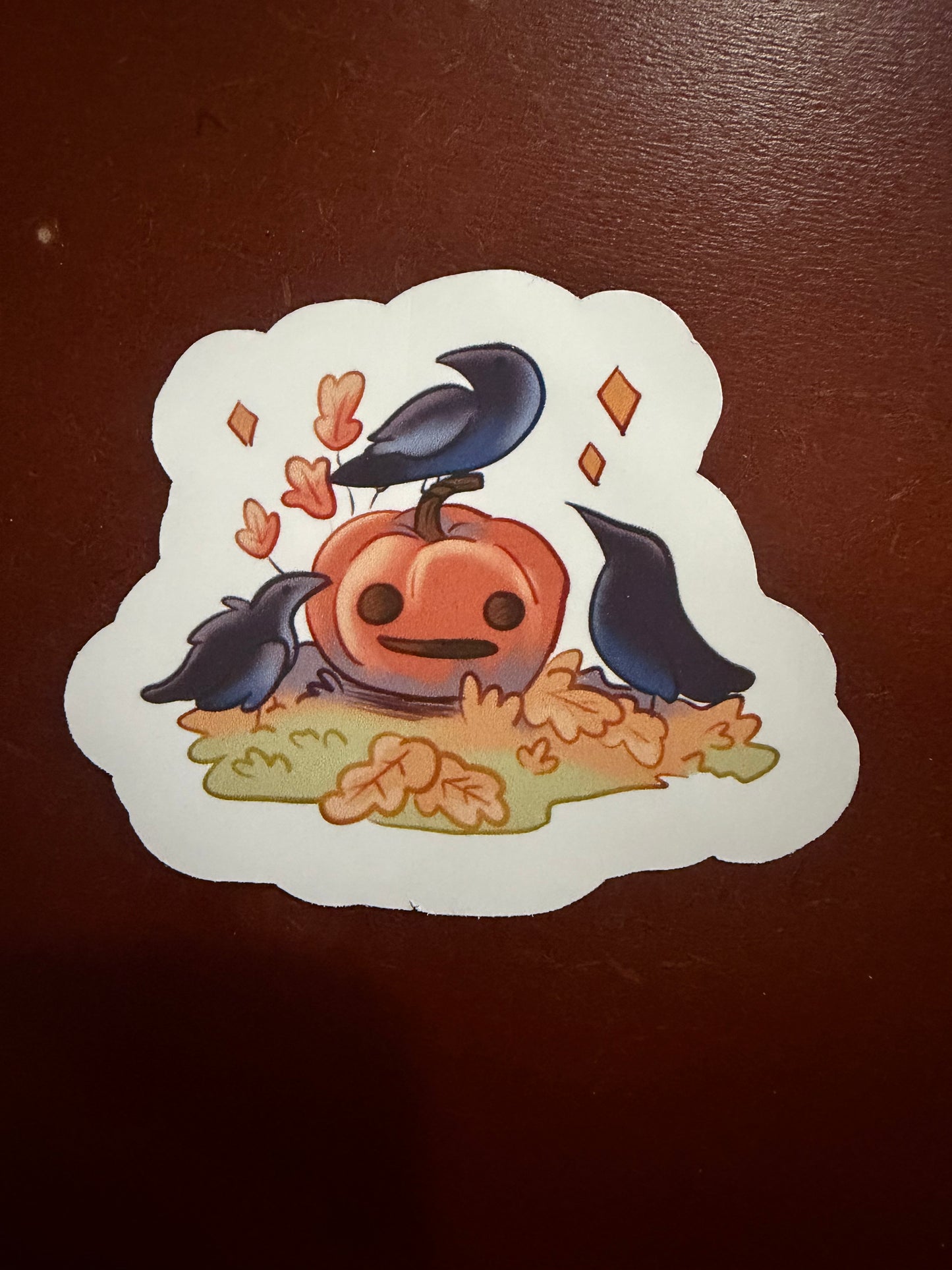Pumpkin and Crows Die Cut Sticker