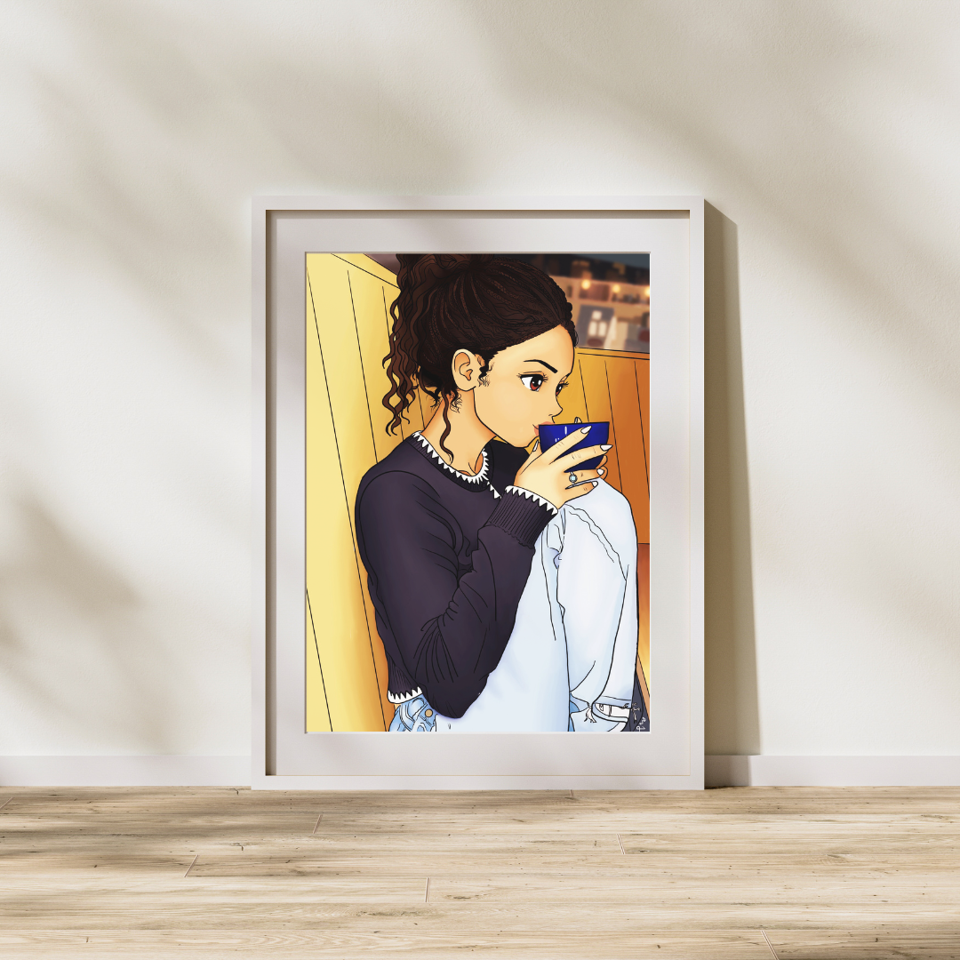 Cozy Coffee Moment Art Print – Heavy Cardstock | 5x7 or 8x10