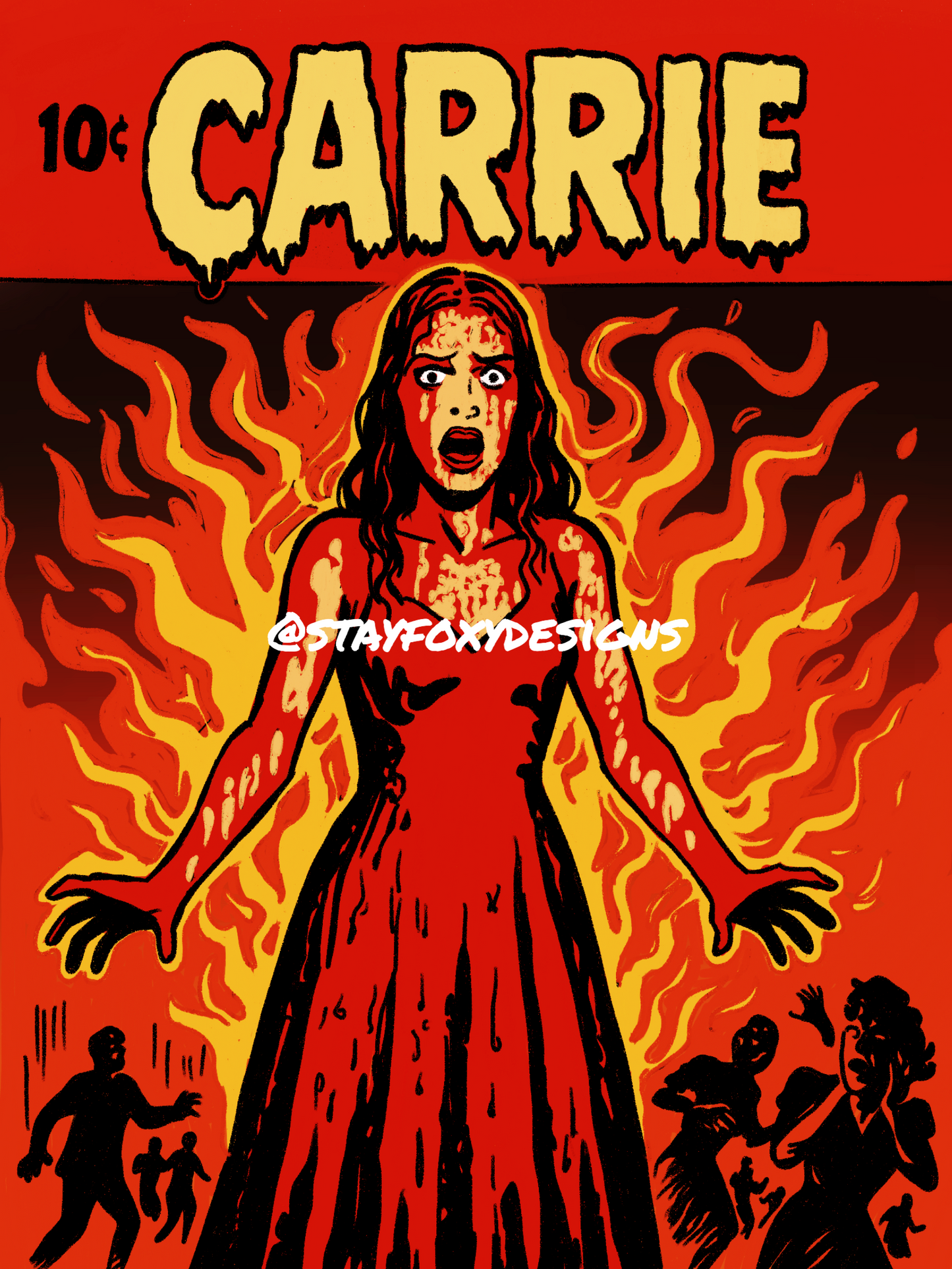 Carrie Comic-Style Art Print | 5x7 or 8x10 Horror Poster | Prom Scene Illustration | Stephen King Classic | Telekinetic Rage Wall Art