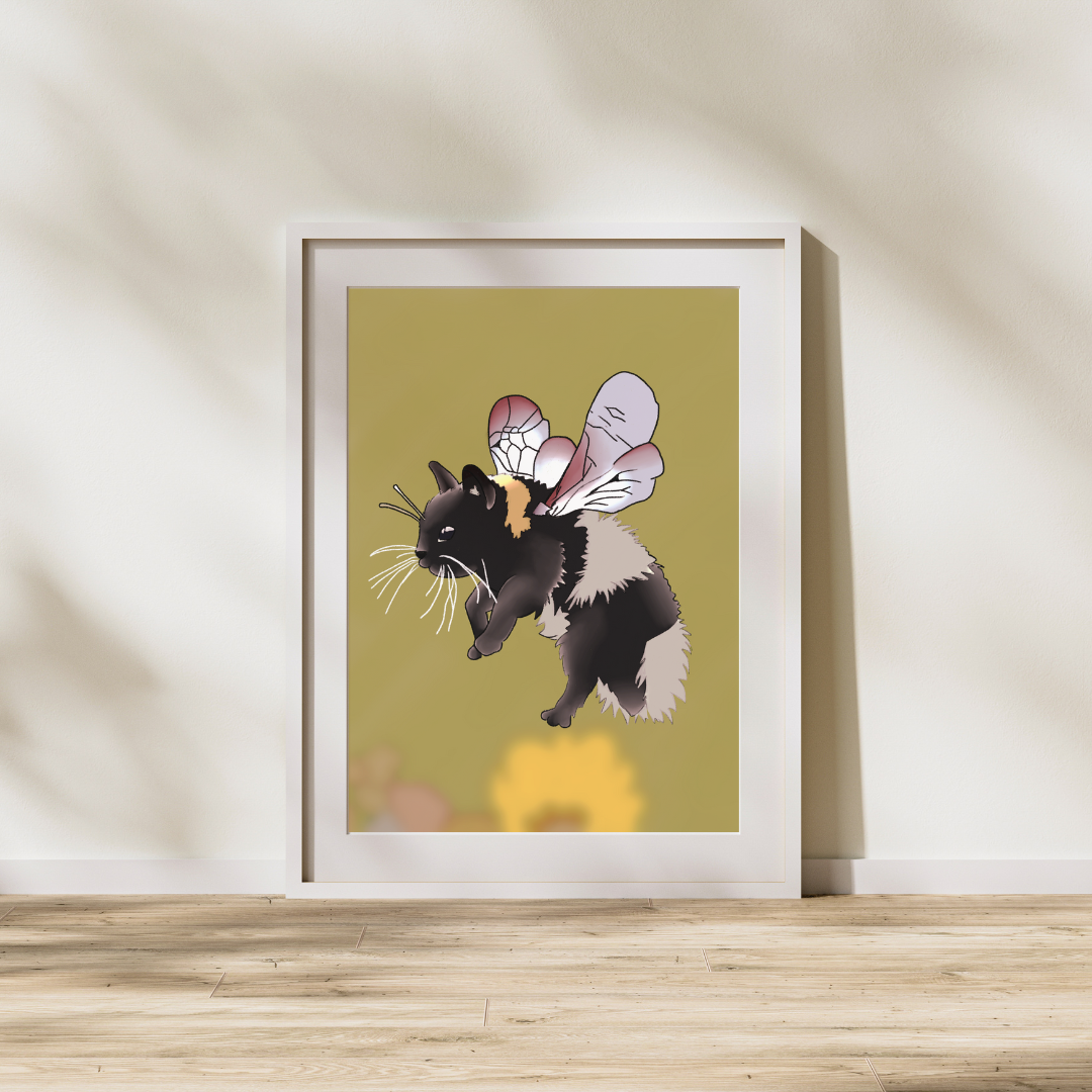 “CatBee – Cute Cat x Bee Mashup Art Print”