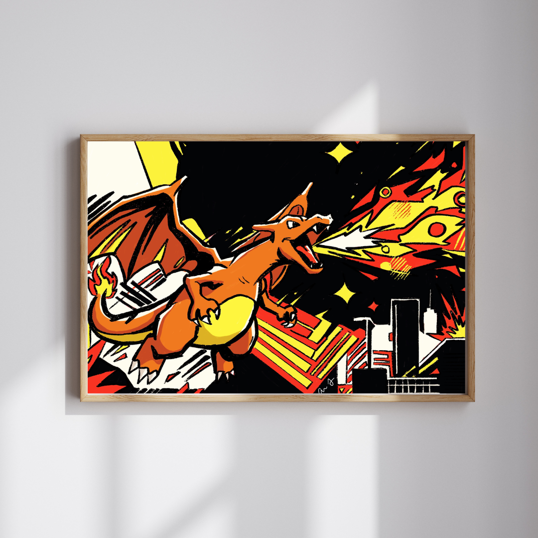 Charizard City Art Print – Heavy Cardstock | 5x7 or 8x10