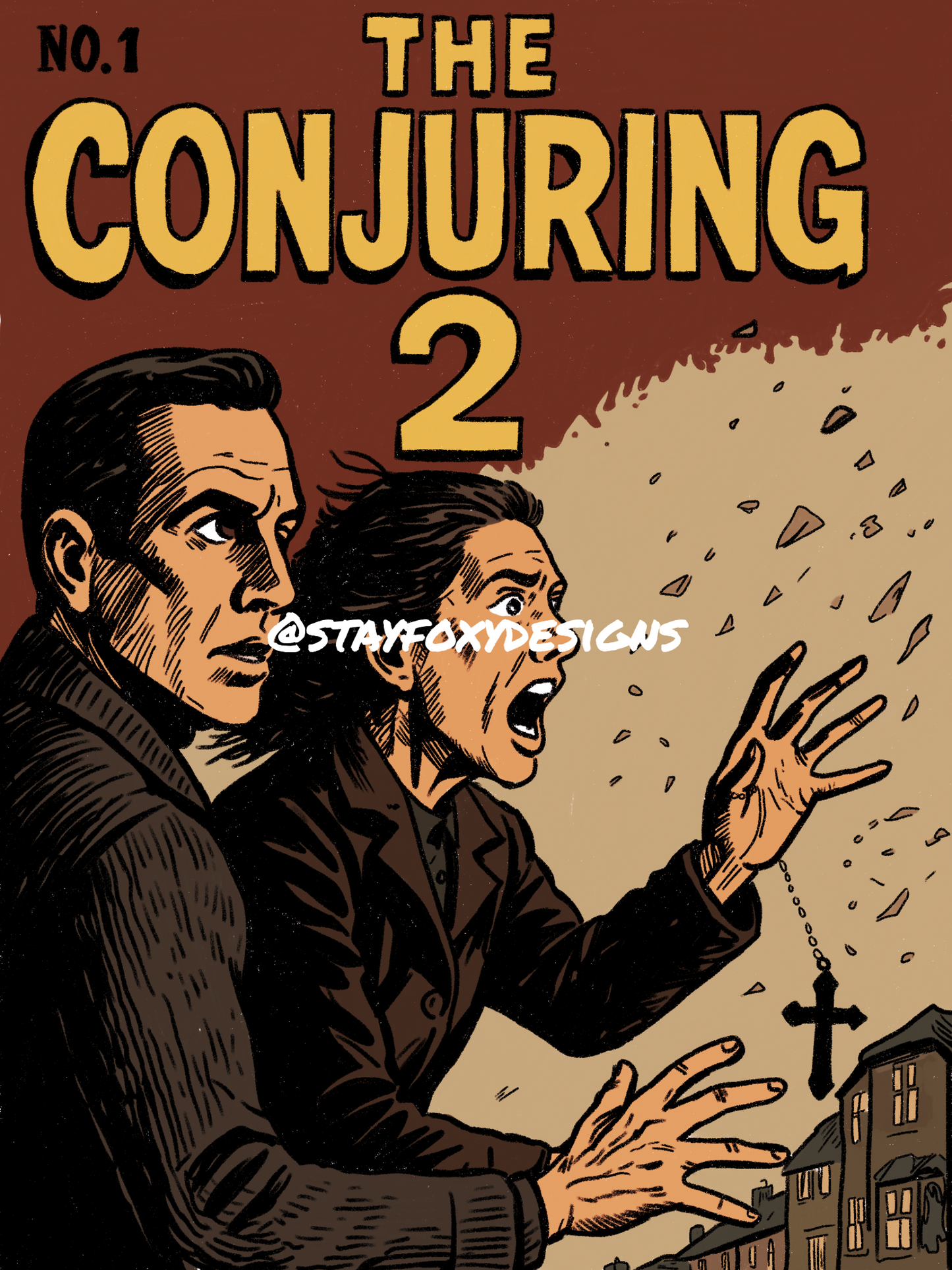 The Conjuring 2 Comic Style Printable | Digital Horror Art Download | Valak Pop Art Poster | Retro Haunted House Wall Decor