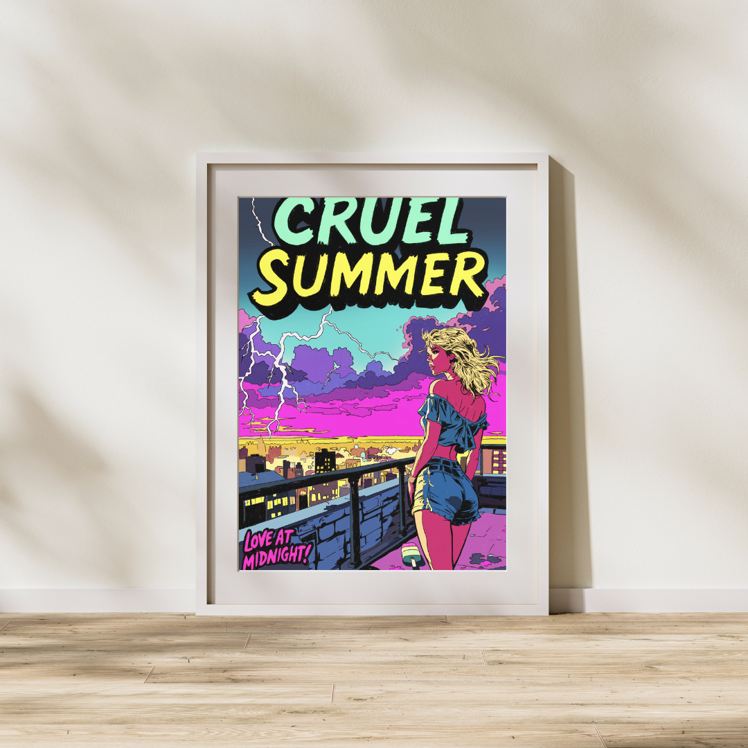 Cruel Summer Inspired Comic Book Cover 8x10 Art Print | Taylor Swift Inspired Wall Art | Pop Art Retro Romance Poster | Lover Era Aesthetic Print