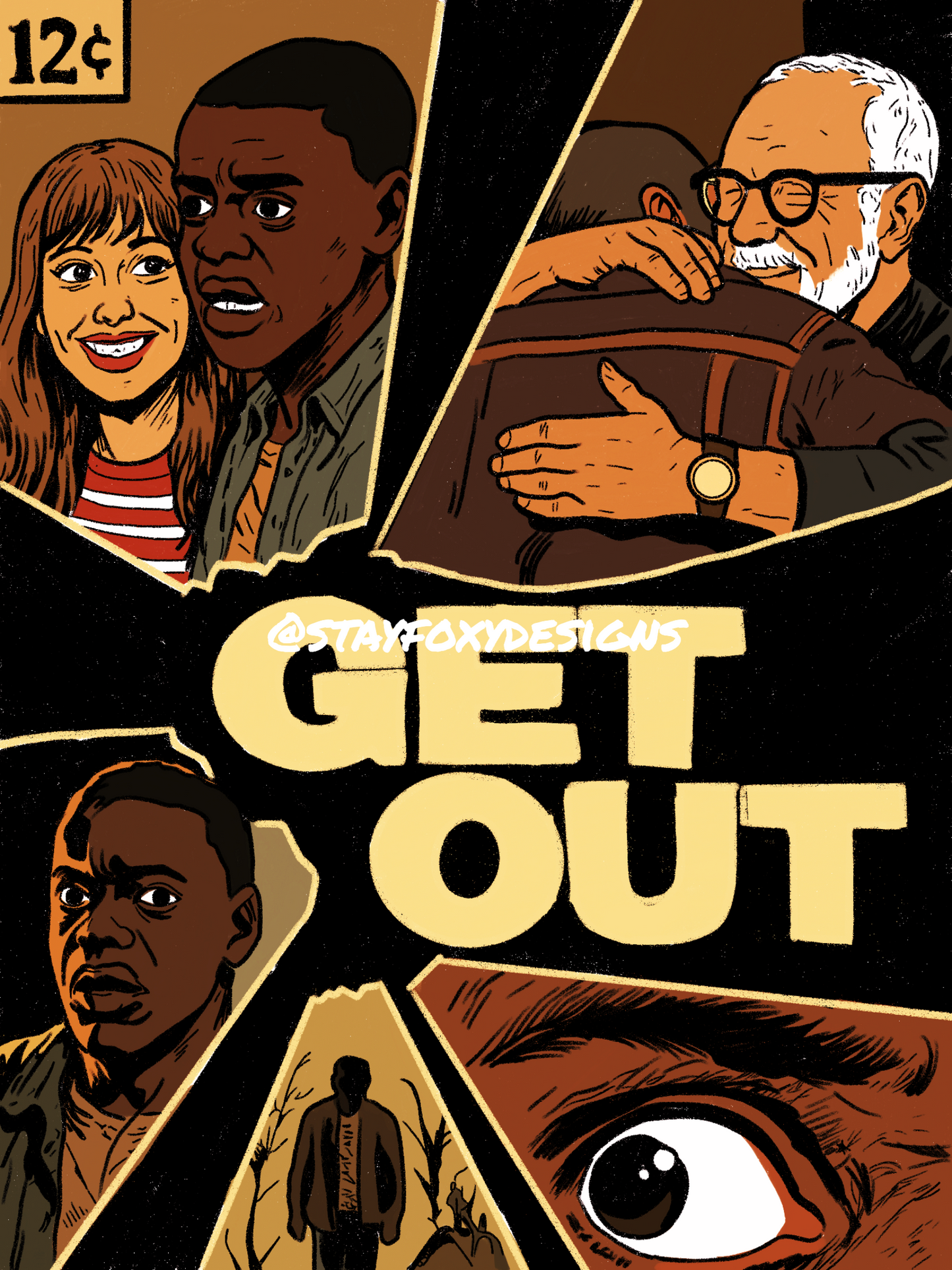 Get Out Digital Art Print | Horror Movie Comic Poster | Modern Thriller Wall Art | Pop Art Style | Instant Download | 5 Sizes