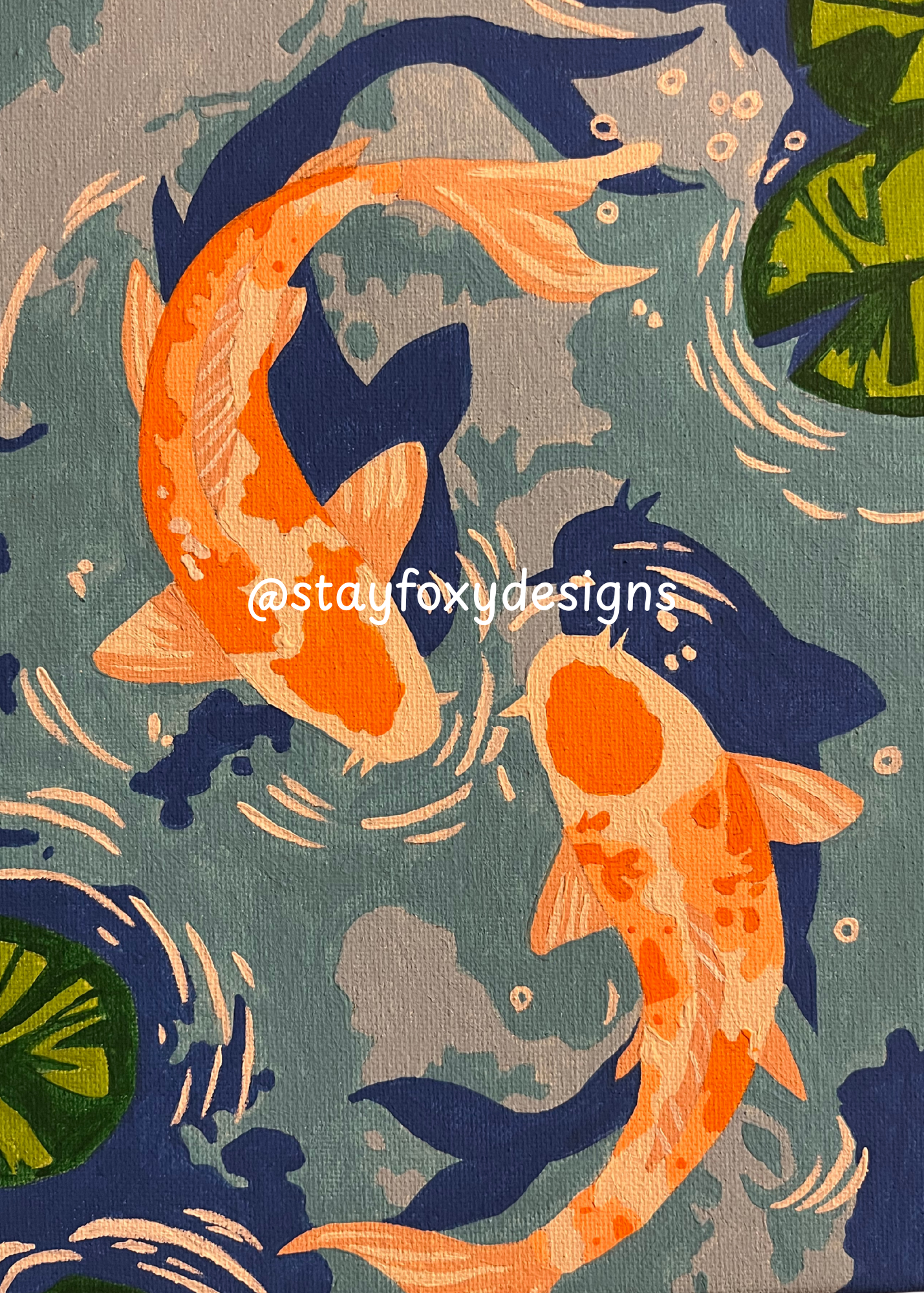 Koi Pond Harmony – 5×7 or 8x10 Art Print | Peaceful Koi Fish Illustration | Zen Nature Wall Art