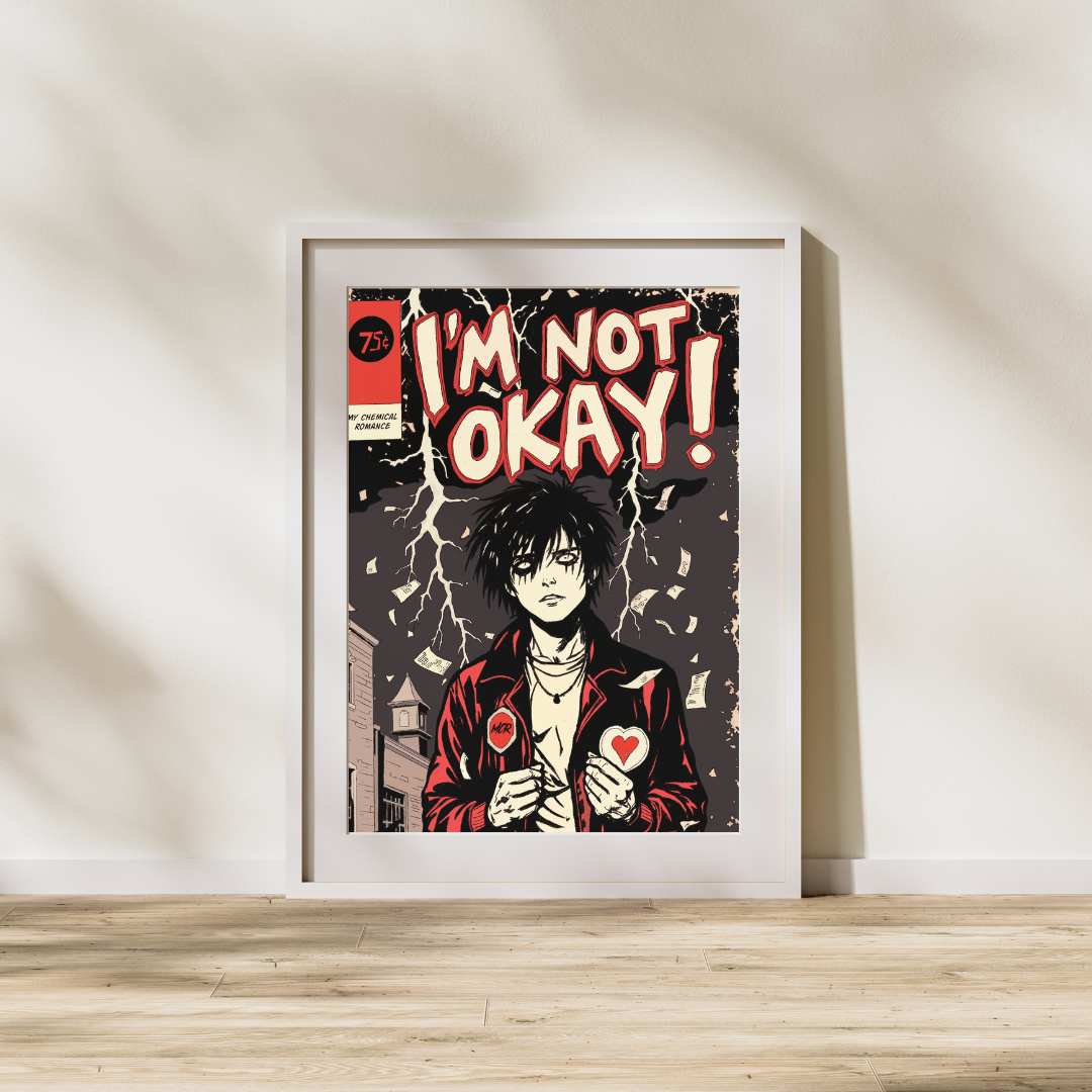 I'm Not Okay Comic Book Cover Digital Print | MCR-Inspired Pop Punk Wall Art | Emo Nostalgia Download | High-Res Printable Poster