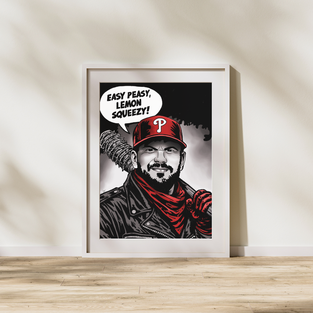 Schwarber as Negan – Comic Style Art Print
