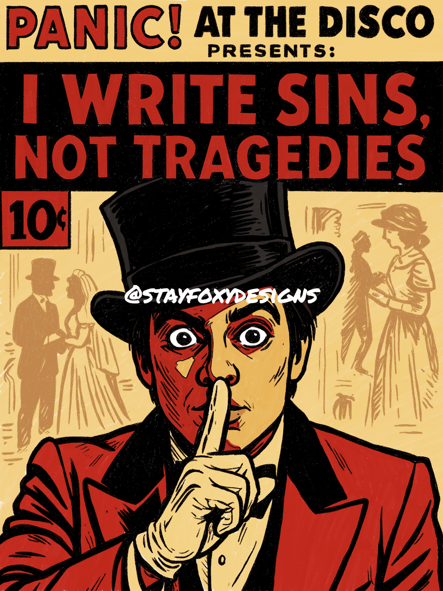I Write Sins Not Tragedies Comic Book Cover Digital Print | Panic! At The Disco Pop Punk Art | Emo Wedding Pop Art Poster | Instant Download