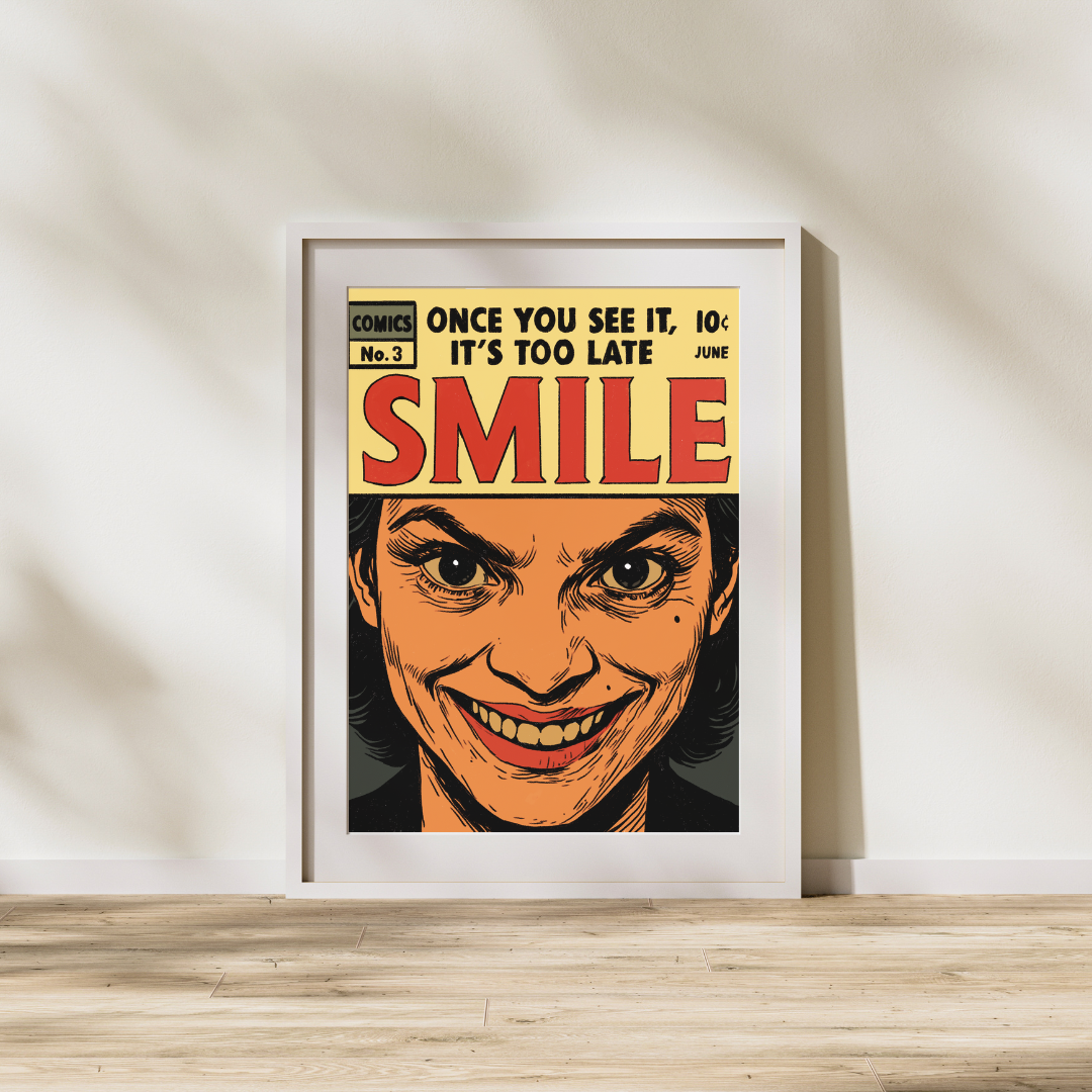 Smile Comic Book Cover Print | Horror Art Digital Download | Creepy Pop Art Poster | Psychological Horror Wall Decor