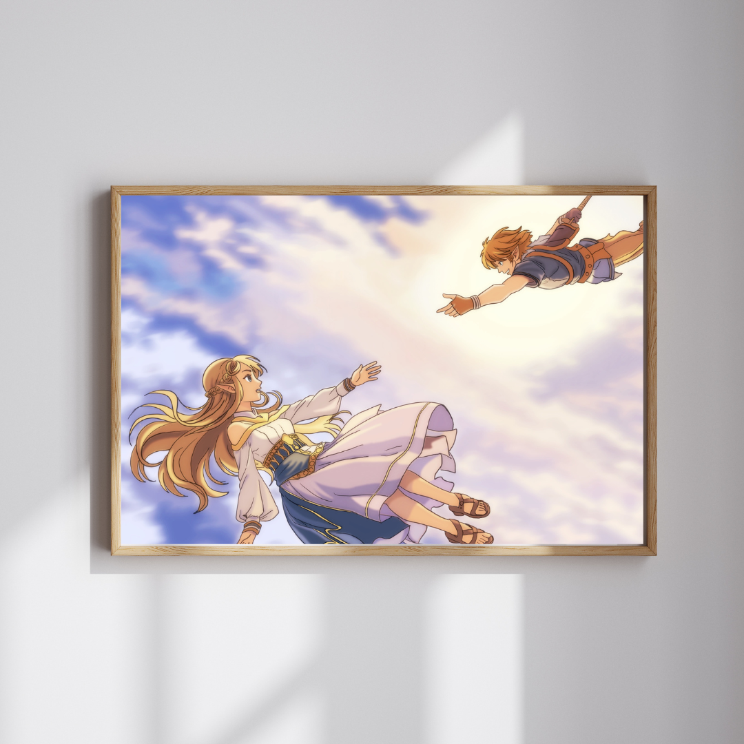 Link & Zelda Skyfall Art Print – Heavy Cardstock | 5x7 or 8x10