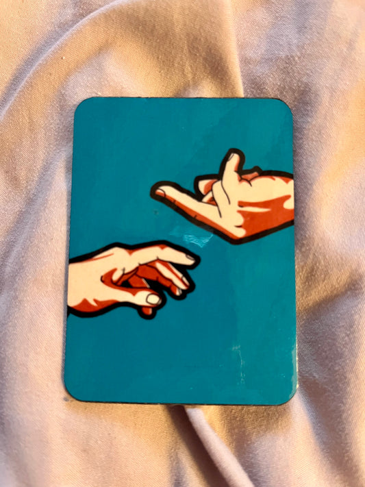 “Creation of Adam Parody – Middle Finger” – Pop Art Fridge Magnet