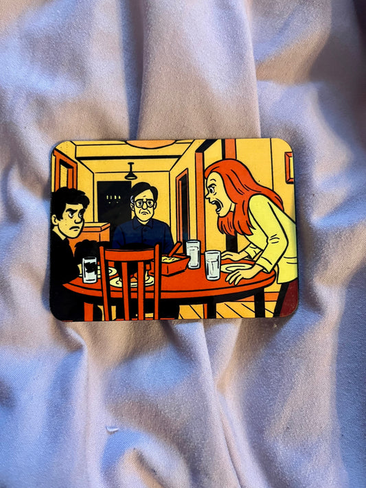 “Hereditary Dinner Scene” – Archie-Style Horror Pop Art Fridge Magnet