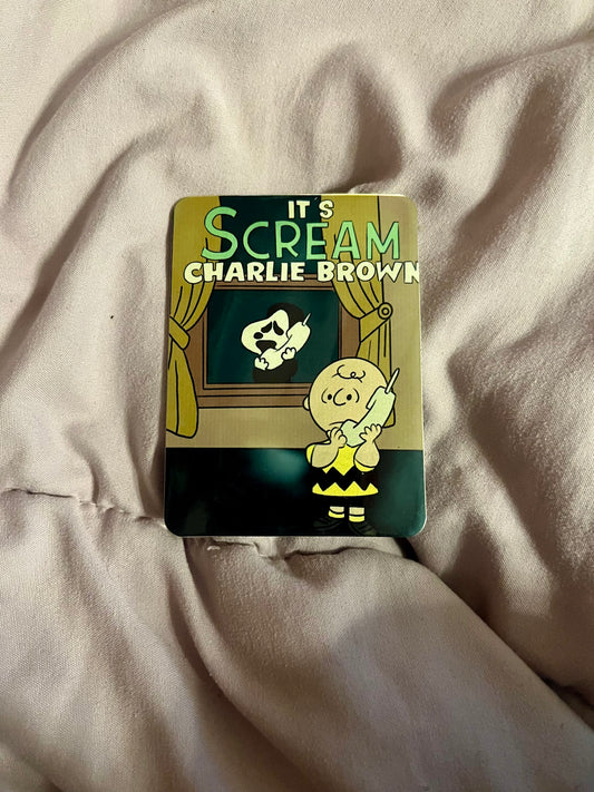 “Charlie Brown × Scream” – Pop Art Horror Mashup Fridge Magnet