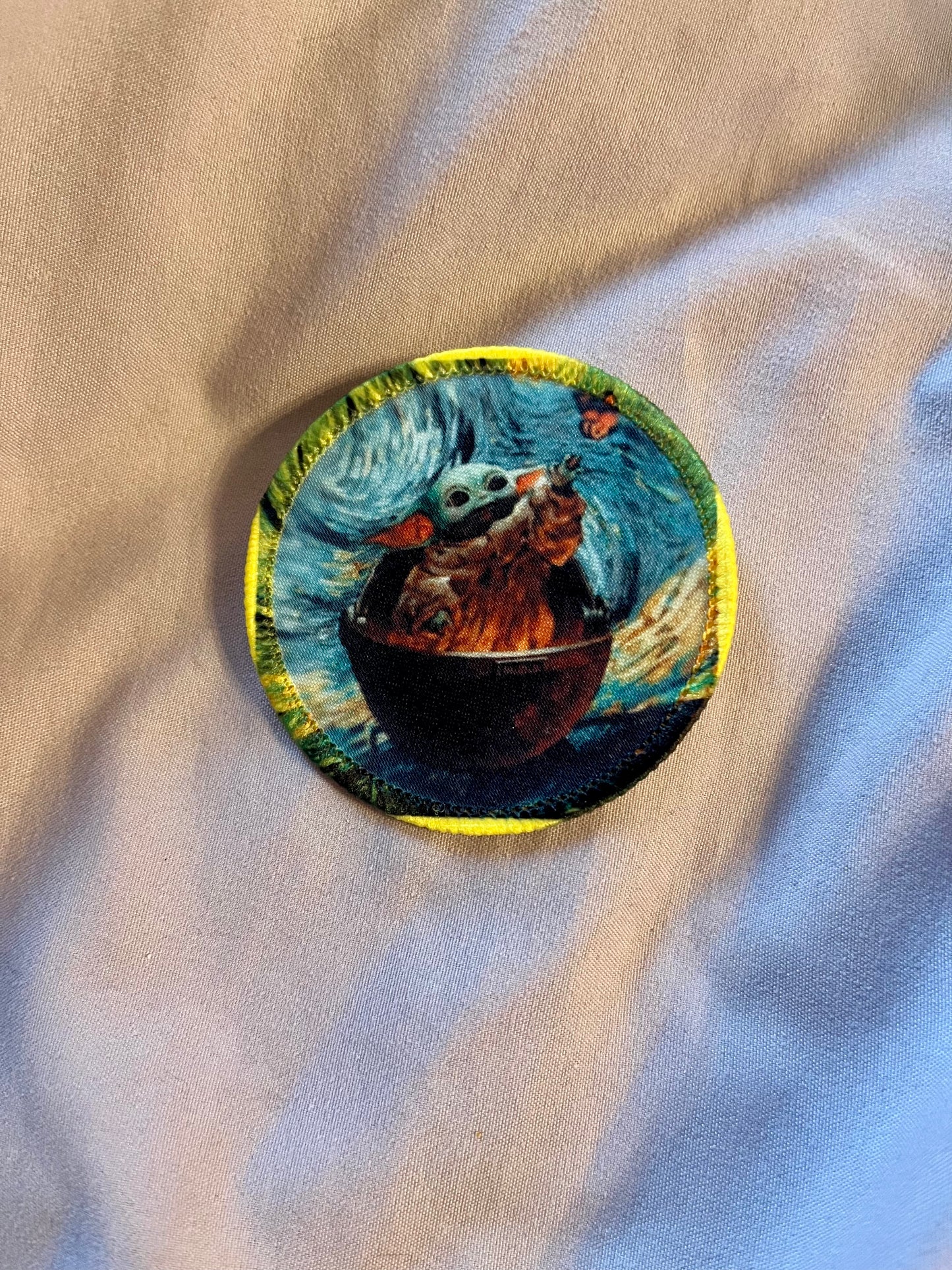 Baby Yoda Renaissance Iron-On Patch – Classic Art Parody Embroidered Appliqué