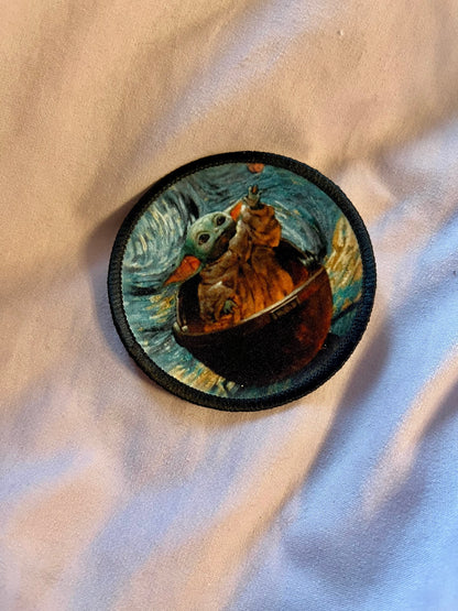 Baby Yoda Renaissance Iron-On Patch – Classic Art Parody Embroidered Appliqué