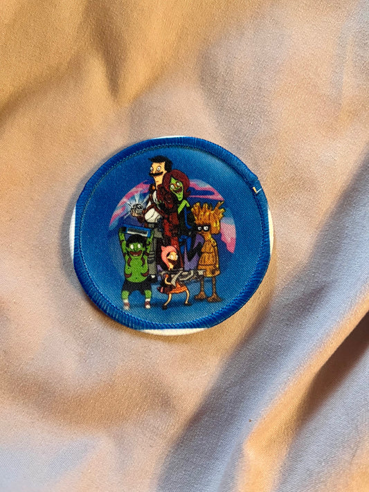 Belcher Family as Space Guardians Iron-On Patch – Cosmic Cartoon Mashup Embroidered Appliqué