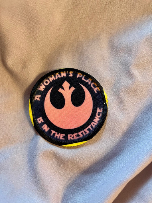 “A Woman’s Place is in the Resistance” Iron-On Patch – Empowering Feminist Statement Appliqué
