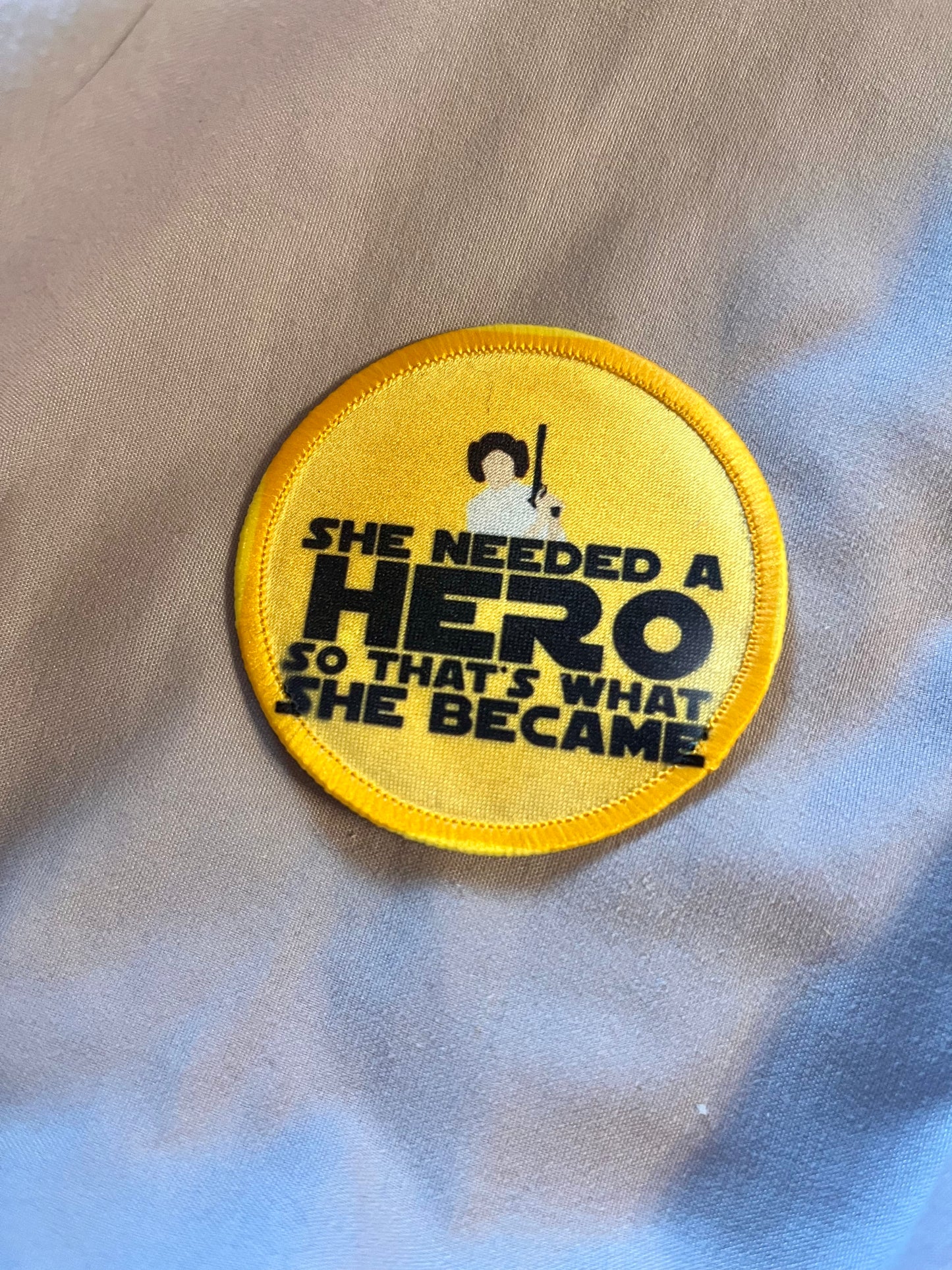 Princess Leia “She Needed a Hero” Iron-On Patch – Empowering Rebel Statement Appliqué