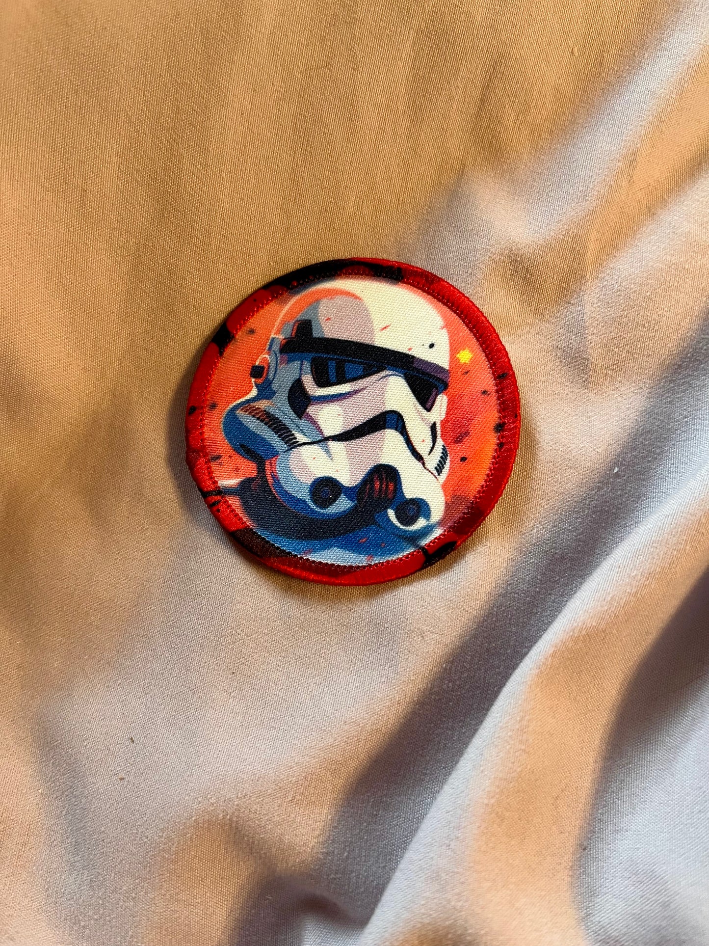Pop Art Stormtrooper Iron-On Patch – Colorful Star Wars Embroidered Appliqué