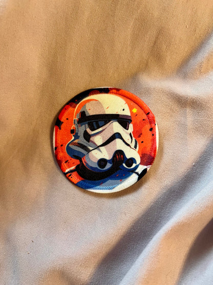 Pop Art Stormtrooper Iron-On Patch – Colorful Star Wars Embroidered Appliqué