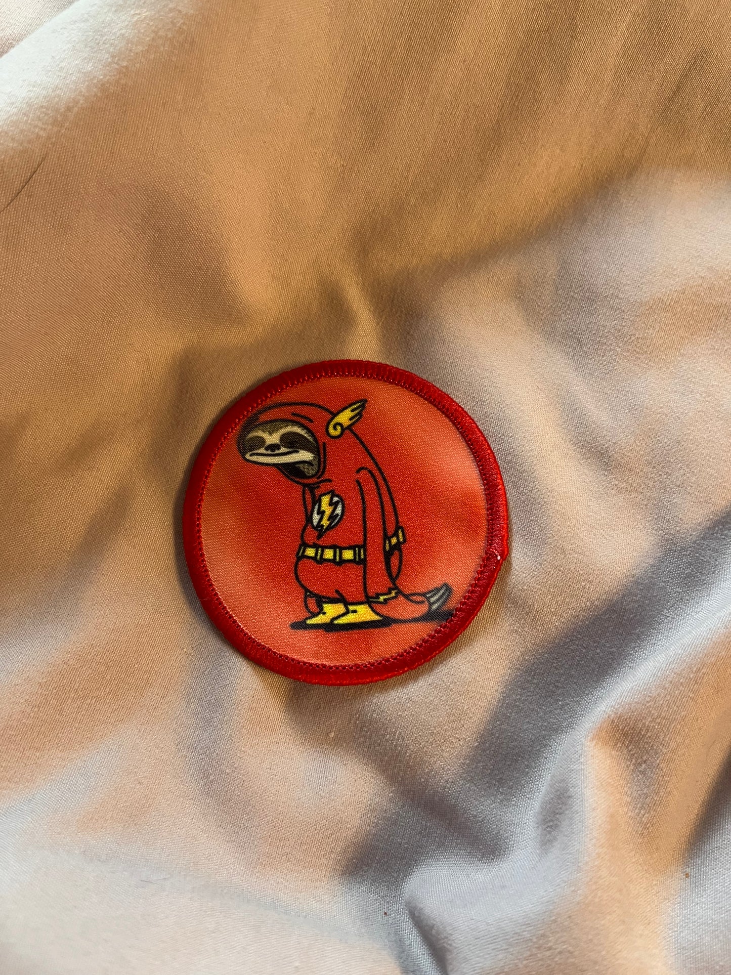 Sloth as The Flash Iron-On Patch – Cute & Funny Superhero Embroidered Appliqué
