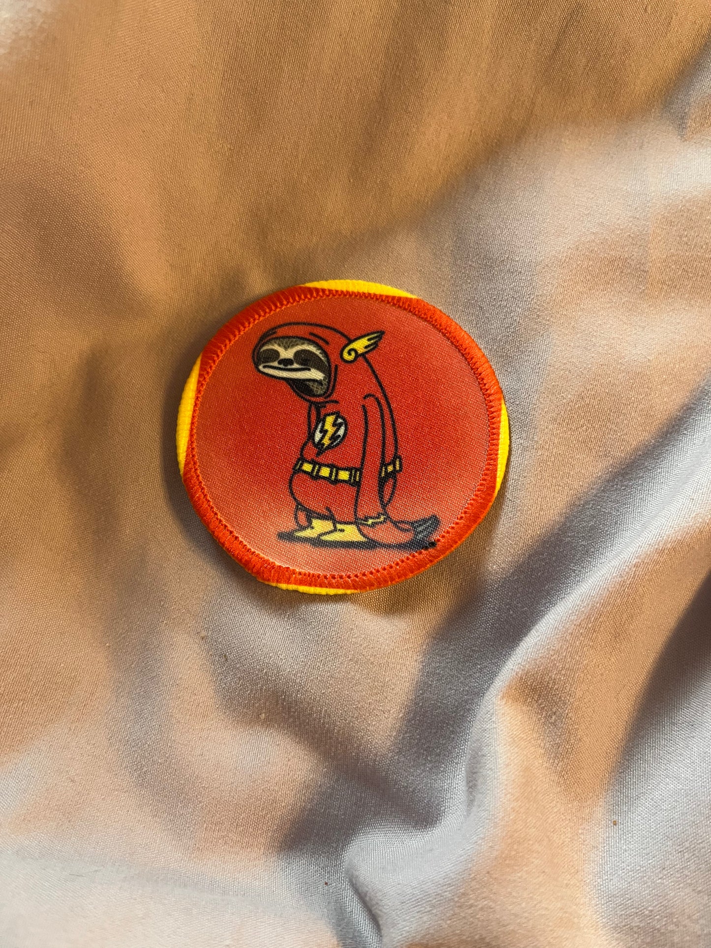 Sloth as The Flash Iron-On Patch – Cute & Funny Superhero Embroidered Appliqué
