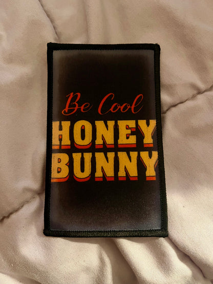 “Be Cool, Honey Bunny” Iron-On Patch – Retro Crime Film Inspired Embroidered Appliqué