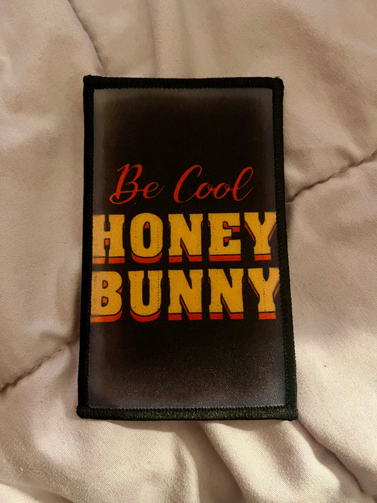 “Be Cool, Honey Bunny” Iron-On Patch – Retro Crime Film Inspired Embroidered Appliqué