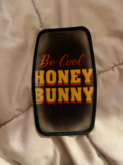 “Be Cool, Honey Bunny” Iron-On Patch – Retro Crime Film Inspired Embroidered Appliqué