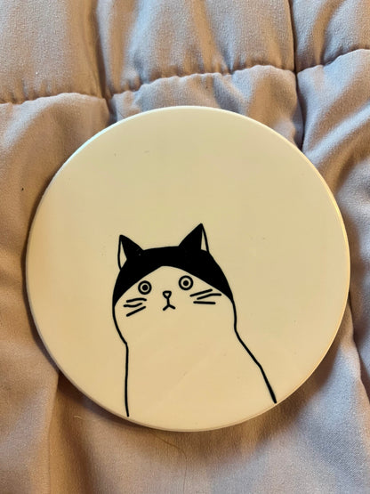 Silly Cat Ceramic Coasters – Funny Cat Drink Coasters (Set or Single)