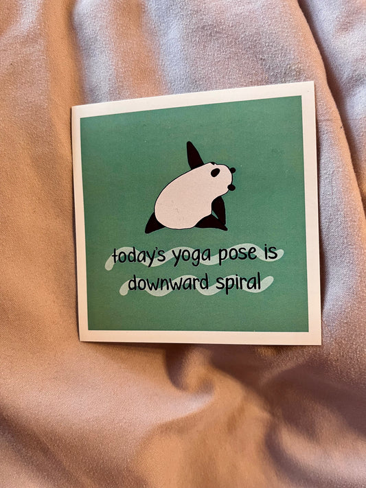 “Today’s Yoga Pose: Downward Spiral” Panda Sticker – Funny Relatable Vinyl Decal