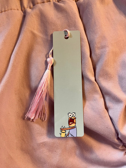Shocked Fish Mom & Child Metal Bookmark with Tassel – SpongeBob-Inspired Cartoon Page Holder