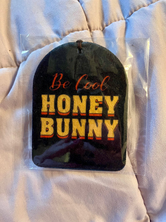 “Be Cool Honey Bunny” Reusable Air Freshener – Retro 90s Crime Film Style (Unscented)
