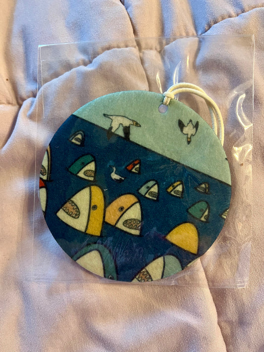 Rainbow Sharks Reusable Air Freshener – Colorful Ocean Pop Art (Unscented)