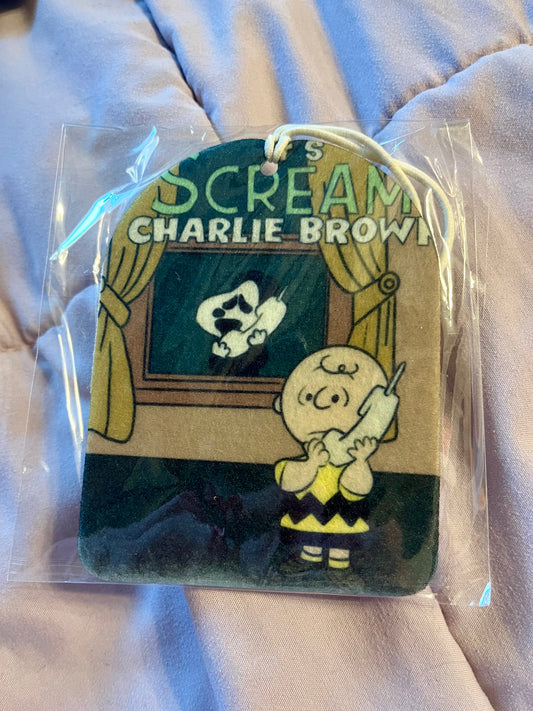 Scream x Charlie Brown Mashup Reusable Air Freshener – Pop Art Horror Cartoon (Unscented)