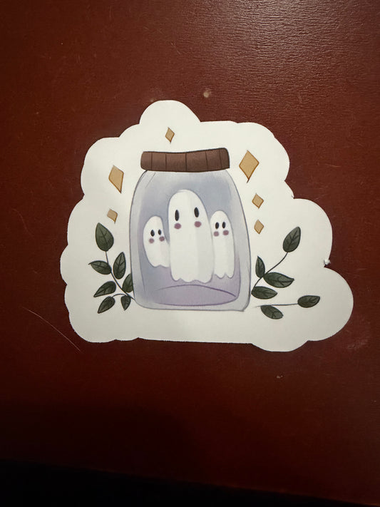 Jar of Ghosts Die Cut Sticker