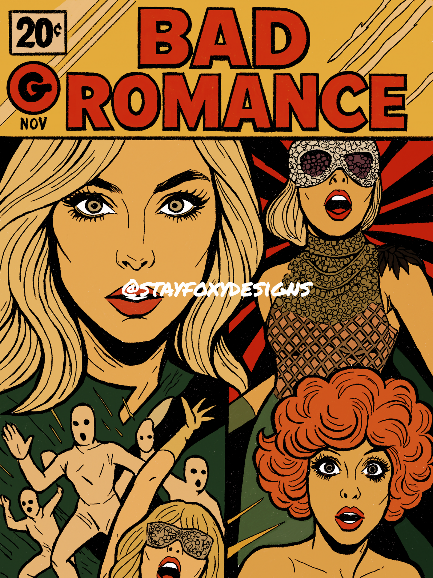 Bad Romance Comic Book Cover Digital Print | Lady Gaga Pop Art Poster | Avant-Garde Love Story Wall Decor | Instant Download