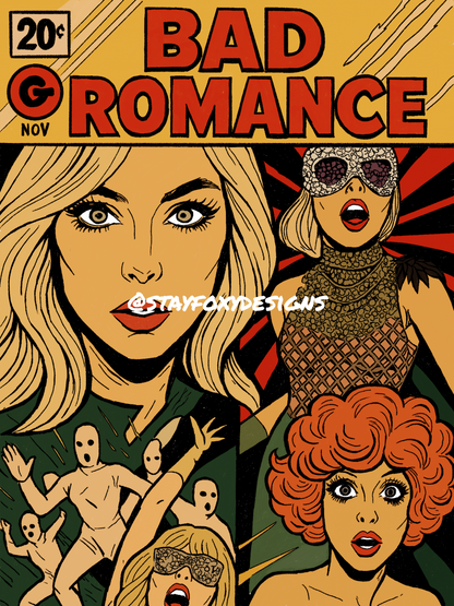 “Bad Romance” – Comic Book–Inspired Pop Art Print (Lady Gaga Inspired)