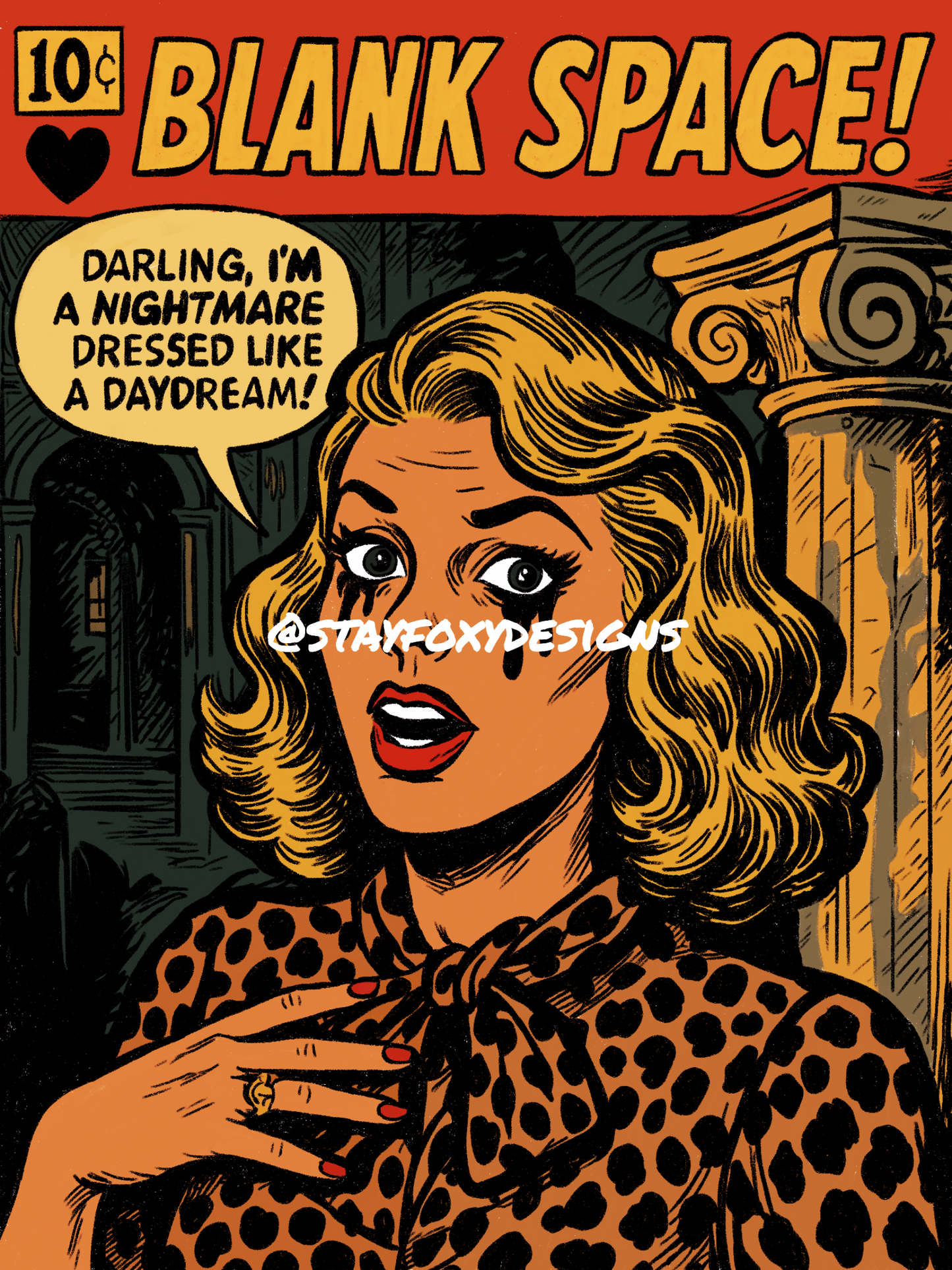 “Blank Space” – Comic Book–Inspired Pop Art Print (Taylor Swift Inspired)