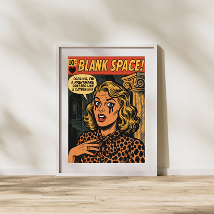 Blank Space Comic Book Cover Digital Print | Taylor Swift Pop Art Poster | Retro Drama Wall Art | Instant Download