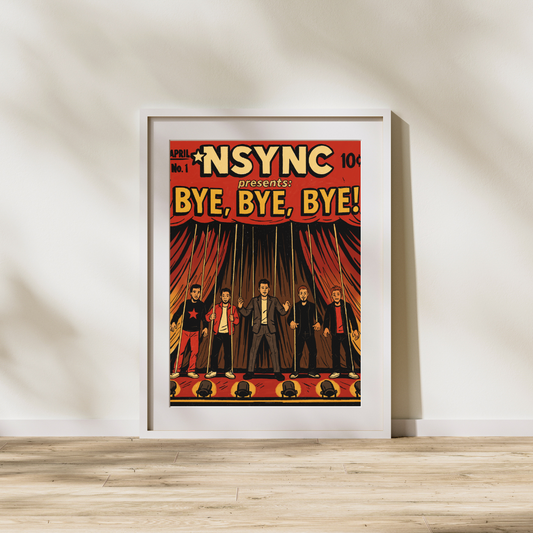 Bye, Bye, Bye Comic Book Cover Digital Print | *NSYNC Pop Art Poster | Y2K Boy Band Nostalgia | Instant Download Wall Art