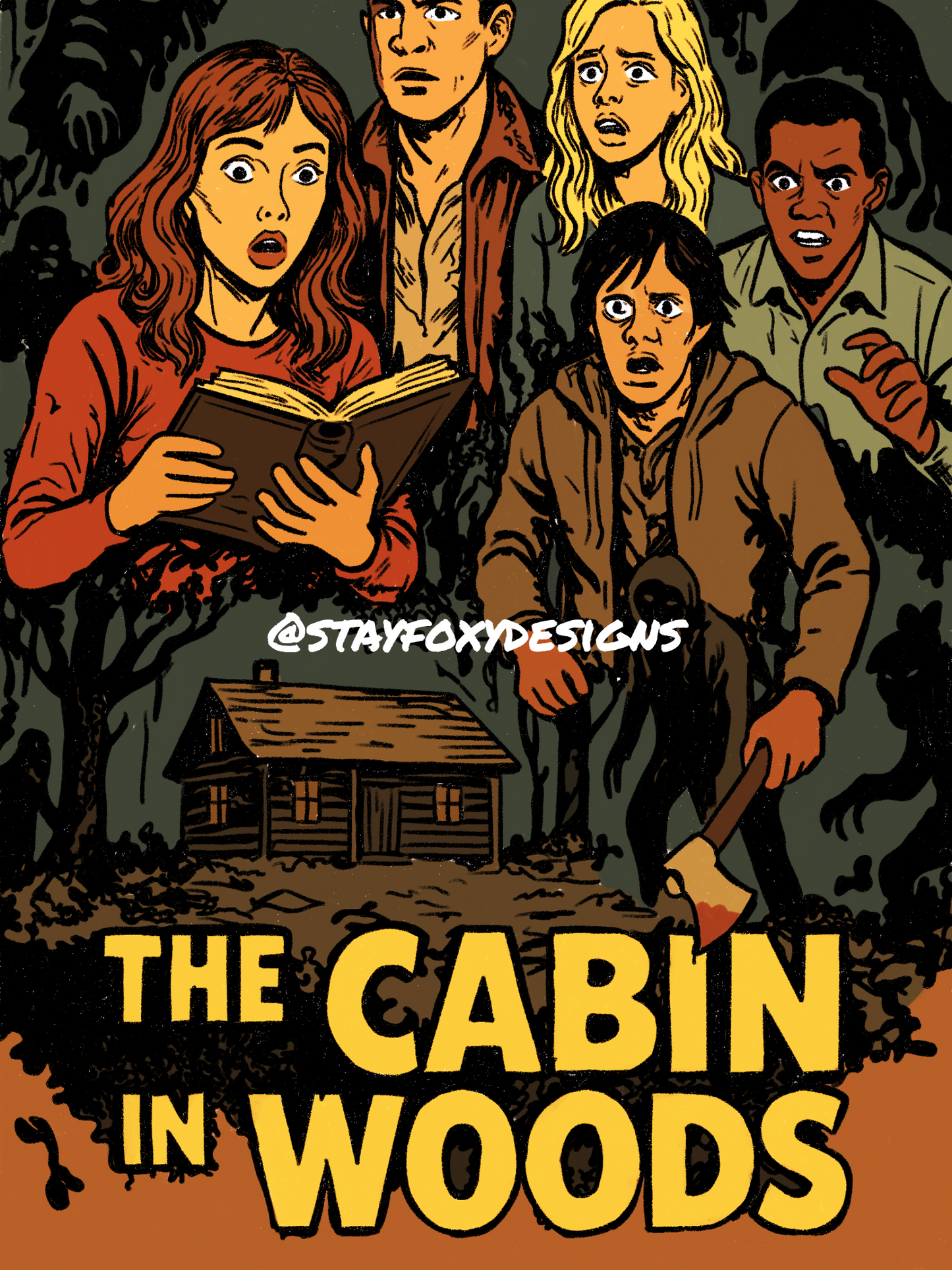 Cabin in the Woods Comic Cover | Digital Download | Horror Movie Art | Pop Art Printable Poster | 5x7 Included | Instant Wall Art