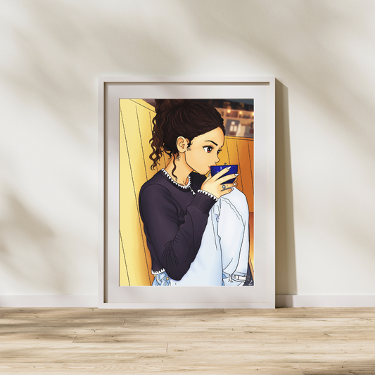 Cozy Coffee Moment Art Print – Heavy Cardstock | 5x7 or 8x10