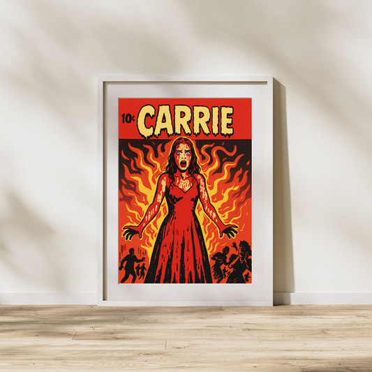 Carrie Comic Book Cover | Digital Horror Art Download | Vintage Pop Poster | Instant Wall Decor | Printable Horror | Stephen King Inspired