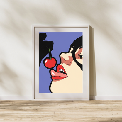 Catwoman Licking a Cherry Pop 8x10 Art Print | Sexy Pop Art Comic Poster | Catwoman Fan Art Wall Decor | Feminine Fierce Aesthetic Print