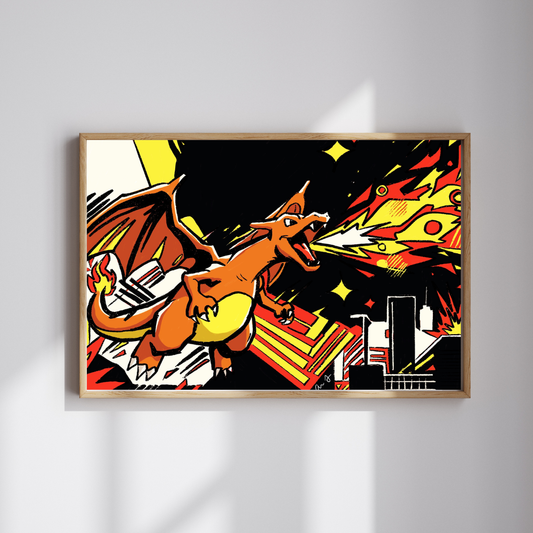 Charizard City Art Print – Heavy Cardstock | 5x7 or 8x10