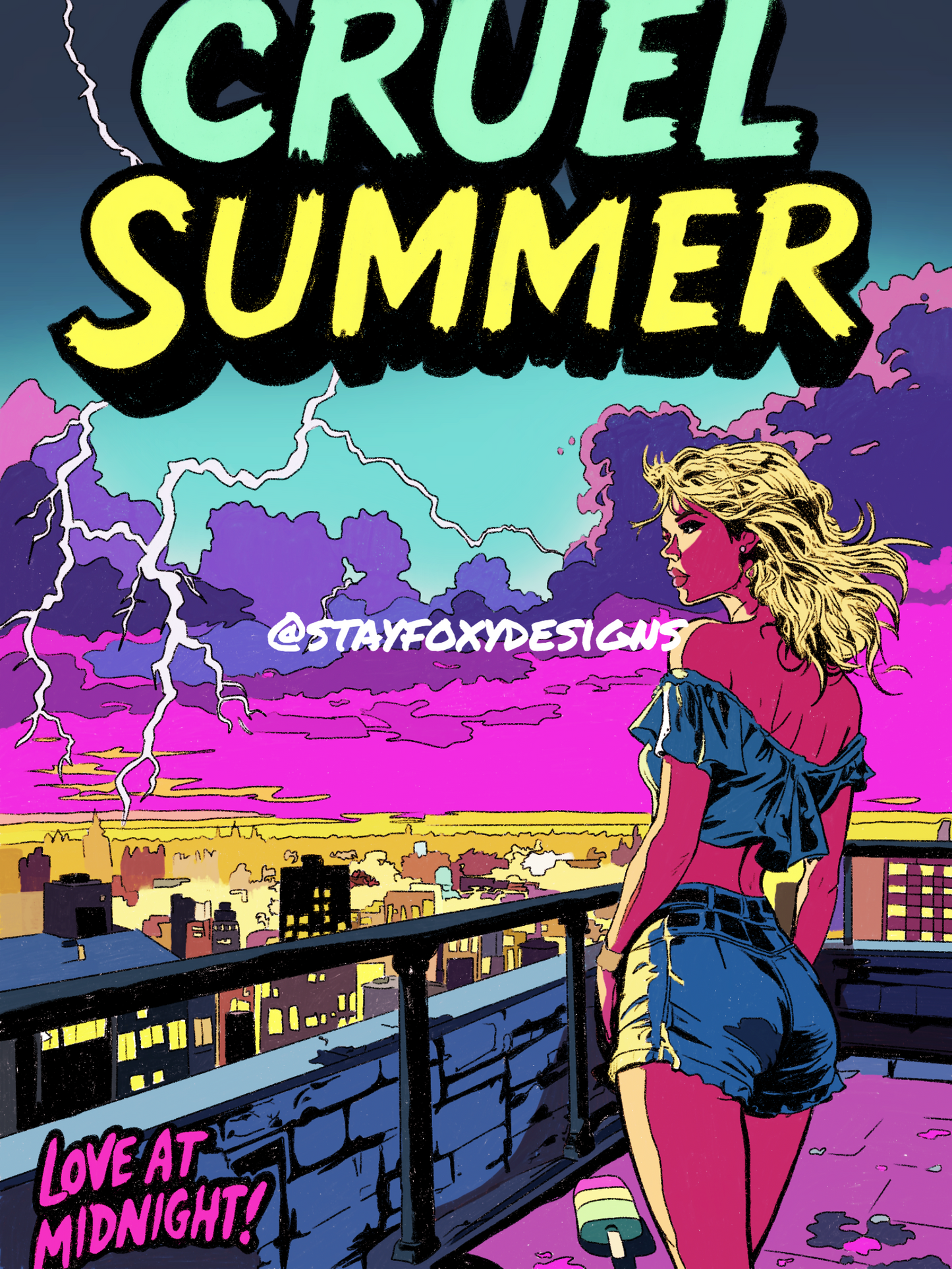 Cruel Summer Inspired Comic Book Cover  8x10 Art Print | Taylor Swift Inspired Wall Art | Pop Art Retro Romance Poster | Lover Era Aesthetic Print
