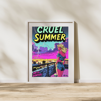 Cruel Summer Inspired Comic Book Cover  8x10 Art Print | Taylor Swift Inspired Wall Art | Pop Art Retro Romance Poster | Lover Era Aesthetic Print